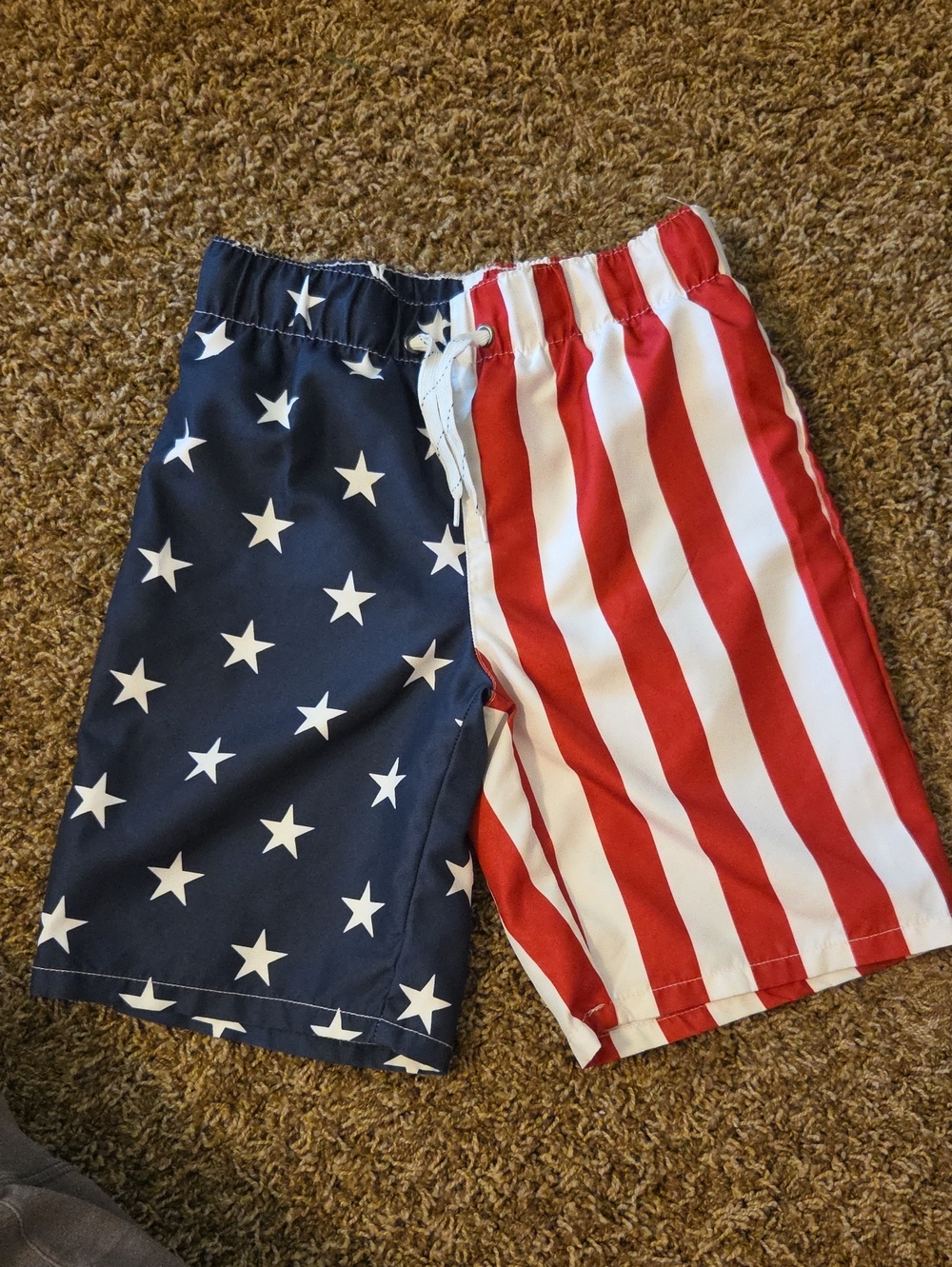 City Streets Boys' Patriotic Star & Stripe Swim Shorts - Small 8